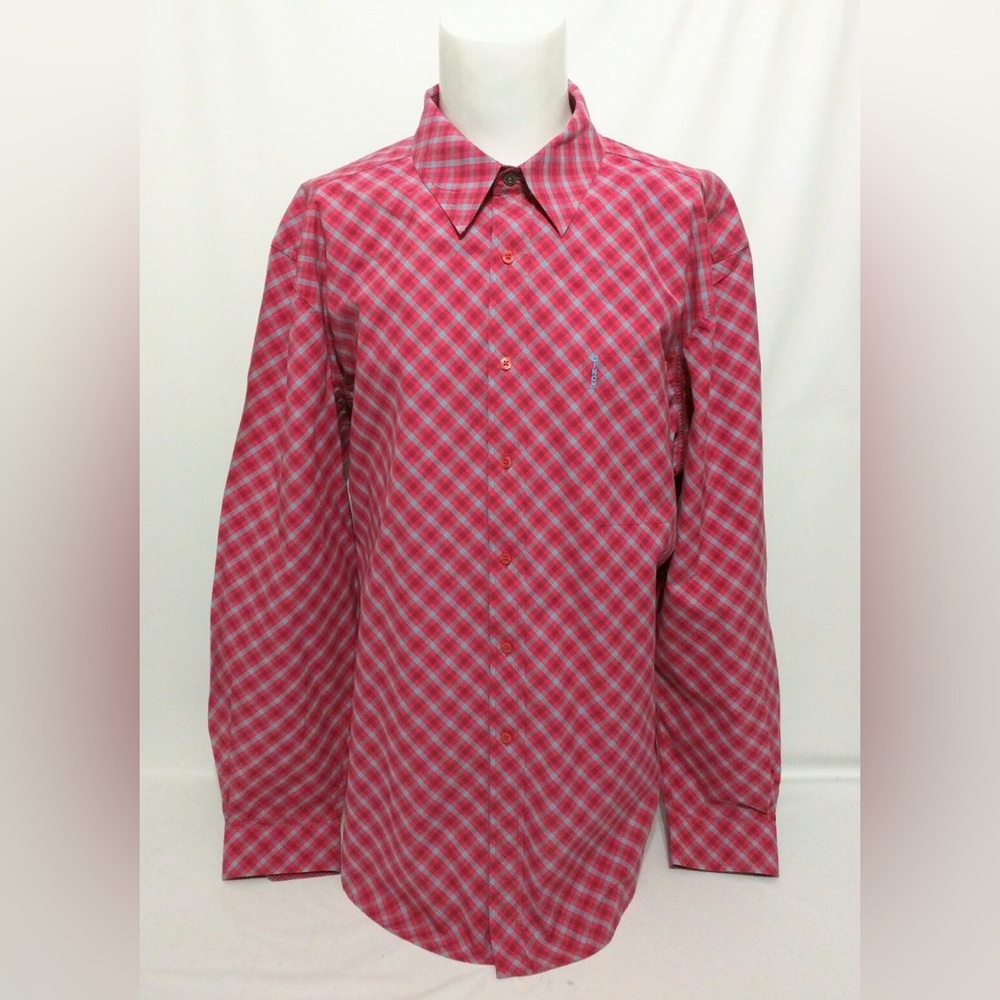 Cinch Red Blue Diagonal Striped Long Sleeve Shirt Mens Size XS